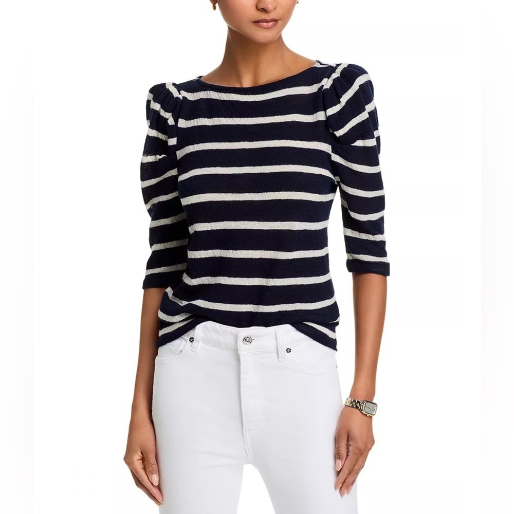FRAME ruched tee in navy multi